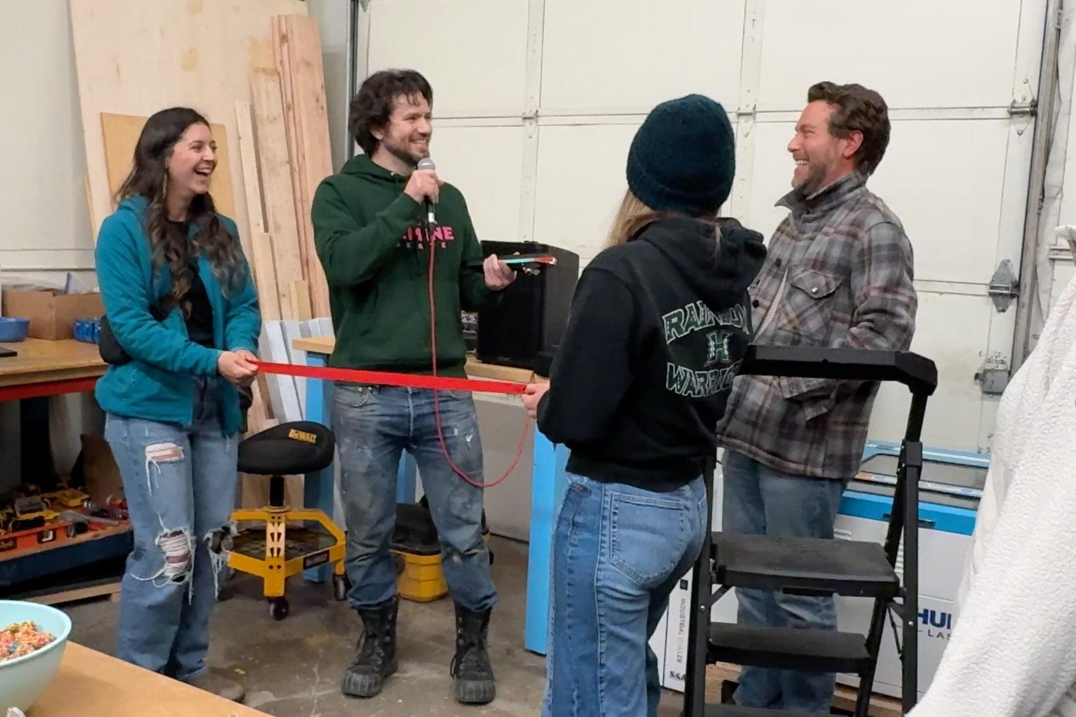 Cutting the ribbon with the prototype of Ermine's Ak2 MagnaCut Nordic skate
